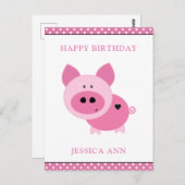 Cute Pink Custom Birthday Card Briefkaart (Voorkant / Achterkant)