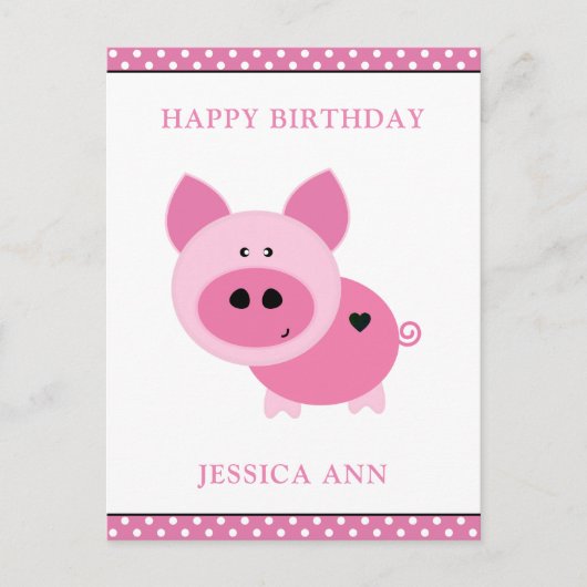 Cute Pink Custom Birthday Card Briefkaart (Voorkant)