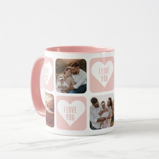 Cute Pink Custom Photo I Love You Mok (Voorkant links)