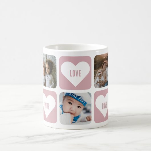 Cute Pink Custom Photo Love Mok met hart (Center)