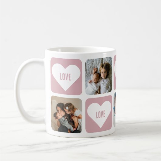 Cute Pink Custom Photo Love Mok met hart (Links)