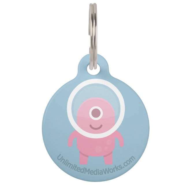 Cute Pink Cyclops Alien Huisdierpenning (Voorkant)