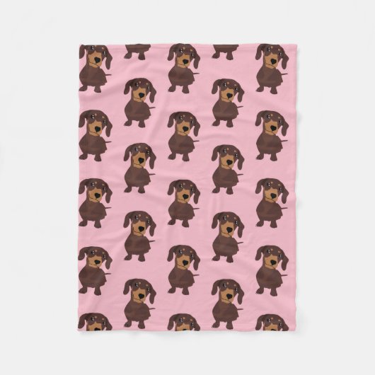 Cute Pink Dachshund Blanket Weiner Sause Dog Fleece Deken (Voorkant)