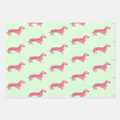 Cute Pink Dachshund Dog Patroon  Inpakpapier Vel (Voorkant 3)
