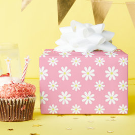 Cute Pink Daisies Floral Pattern Cadeaupapier
