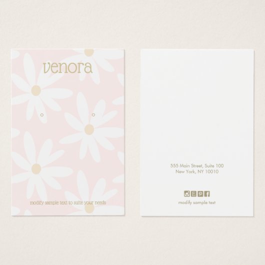 Cute Pink Daisy Floral Earring Display Card Visitekaartje (Voorkant /achterkant)