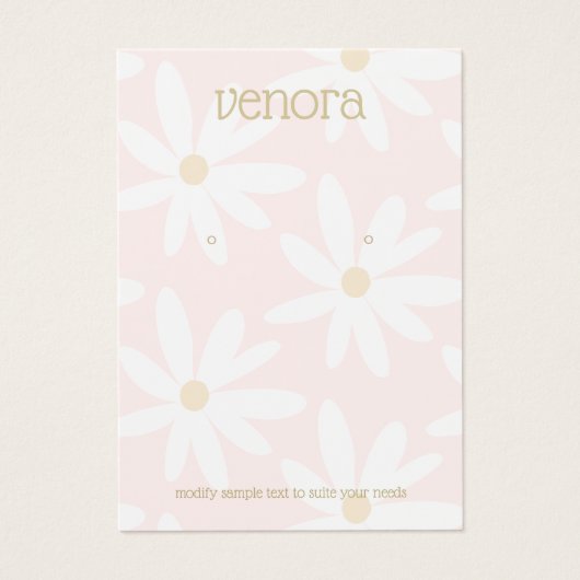 Cute Pink Daisy Floral Earring Display Card Visitekaartje (Voorkant)