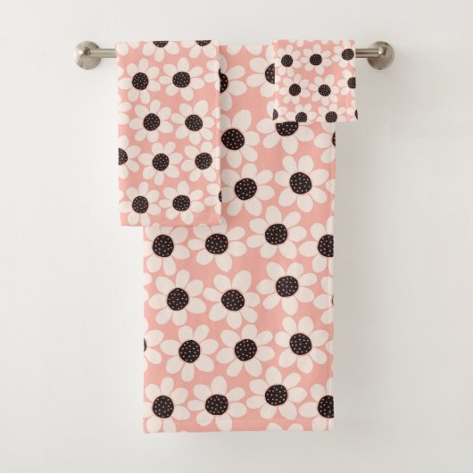 Cute Pink Daisy Flower Pattern Bad Handdoek (Insitu)