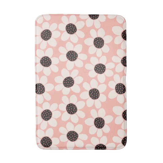 Cute Pink Daisy Flower Pattern Badmat (Voorkant Verticaal)