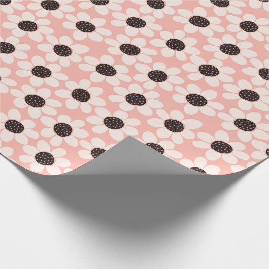 Cute Pink Daisy Flower Pattern Cadeaupapier (Hoek)