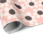 Cute Pink Daisy Flower Pattern Cadeaupapier (Rol Hoek)