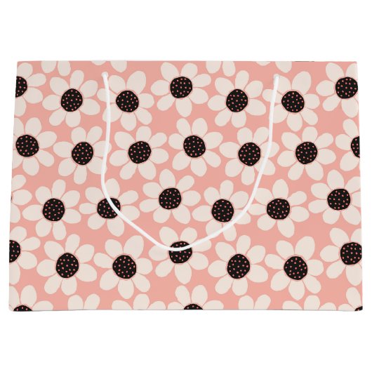 Cute Pink Daisy Flower Pattern Groot Cadeauzakje (Voorkant)