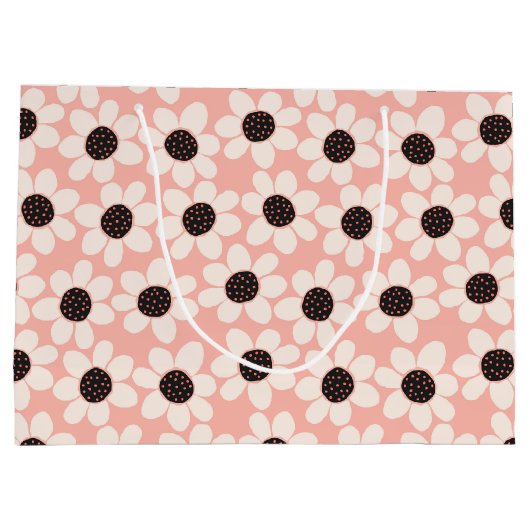 Cute Pink Daisy Flower Pattern Groot Cadeauzakje (Achterkant)