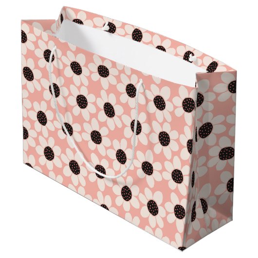 Cute Pink Daisy Flower Pattern Groot Cadeauzakje (Achterkant Gekanteld)