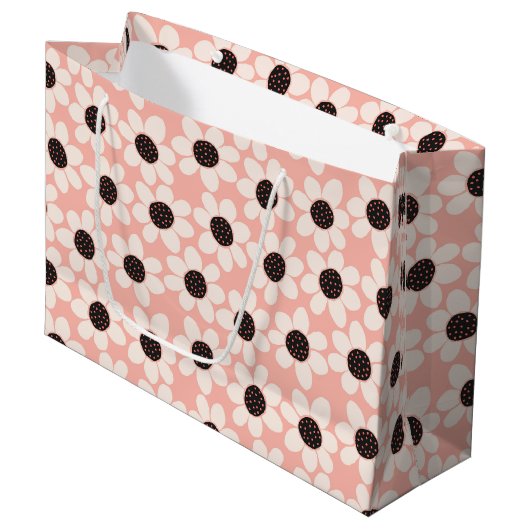 Cute Pink Daisy Flower Pattern Groot Cadeauzakje (Voorkant Gekanteld)