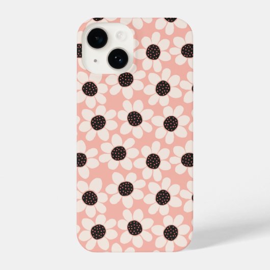 Cute Pink Daisy Flower Pattern iPhone Hoesje (Achterkant)