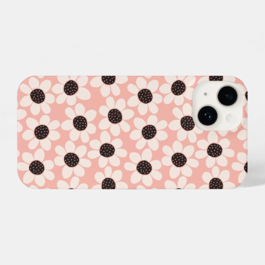 Cute Pink Daisy Flower Pattern iPhone Hoesje (Achterkant horizontaal)