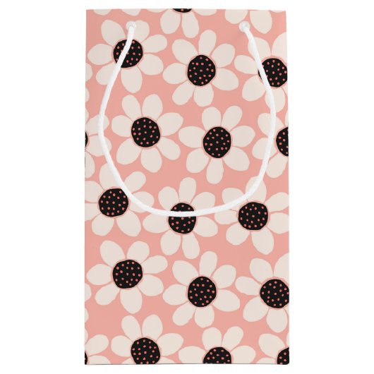Cute Pink Daisy Flower Pattern Klein Cadeauzakje (Achterkant)