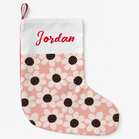 Cute Pink Daisy Flower Pattern Kleine Kerstsok (Voorkant)