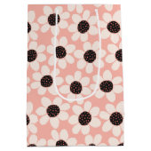 Cute Pink Daisy Flower Pattern Medium Cadeauzakje (Achterkant)