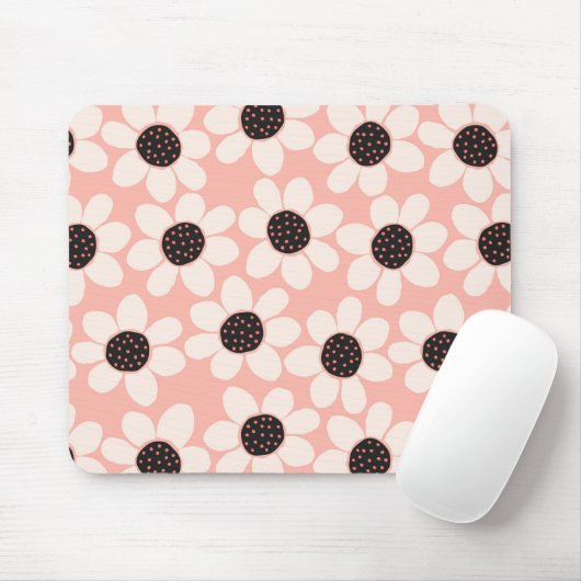 Cute Pink Daisy Flower Pattern Muismat (Met muis)