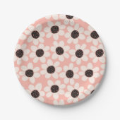 Cute Pink Daisy Flower Pattern Papieren Bordje (Voorkant)