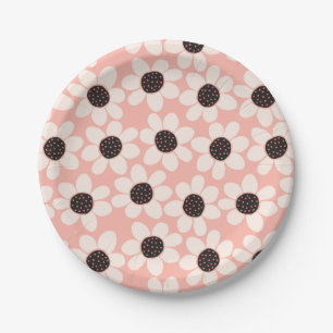 Cute Pink Daisy Flower Pattern Papieren Bordje