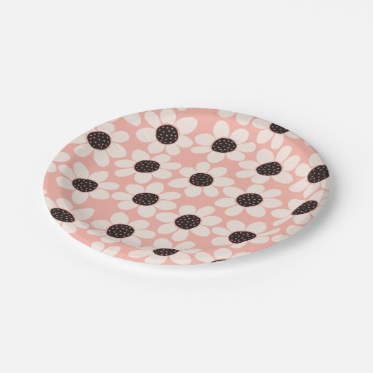 Cute Pink Daisy Flower Pattern Papieren Bordje (Gekanteld)
