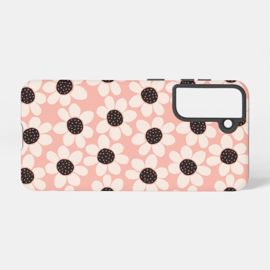 Cute Pink Daisy Flower Pattern Samsung Galaxy Hoesje (Achterkant horizontaal)