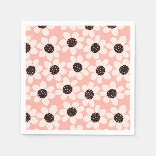 Cute Pink Daisy Flower Pattern Servet (Voorkant)