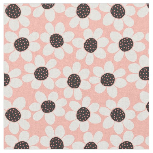 Cute Pink Daisy Flower Pattern Stof (Close Up)