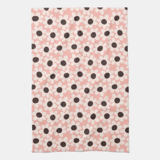 Cute Pink Daisy Flower Pattern Theedoek (Verticaal)