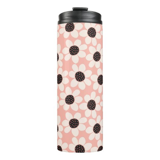 Cute Pink Daisy Flower Pattern Thermosbeker (Voorkant)