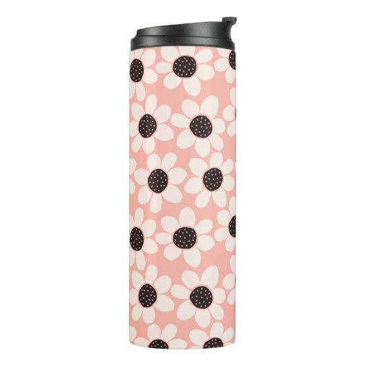 Cute Pink Daisy Flower Pattern Thermosbeker (Gedraaid links)