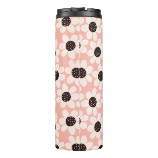 Cute Pink Daisy Flower Pattern Thermosbeker (Achterkant)