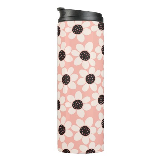 Cute Pink Daisy Flower Pattern Thermosbeker (Geroteerd rechts)