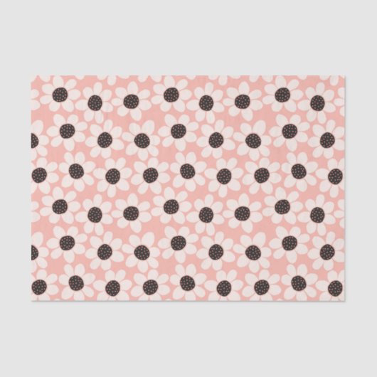 Cute Pink Daisy Flower Pattern Tissuepapier (Voorkant)