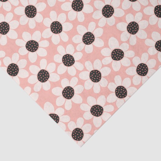 Cute Pink Daisy Flower Pattern Tissuepapier (Detail)