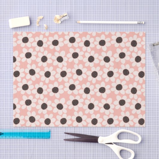 Cute Pink Daisy Flower Pattern Tissuepapier (Craft)