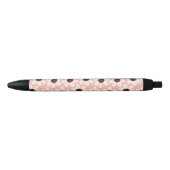 Cute Pink Daisy Flower Pattern Zwarte Inkt Pen (Voorkant)