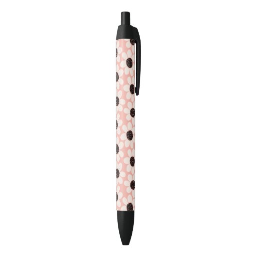 Cute Pink Daisy Flower Pattern Zwarte Inkt Pen (Achterkant (Verticaal))
