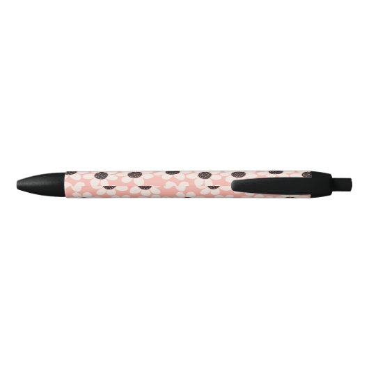 Cute Pink Daisy Flower Pattern Zwarte Inkt Pen (Achterkant)