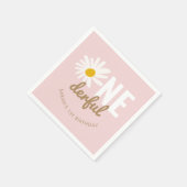 Cute Pink Daisy ONEderful 1st Birthday Party Servet (Hoek)