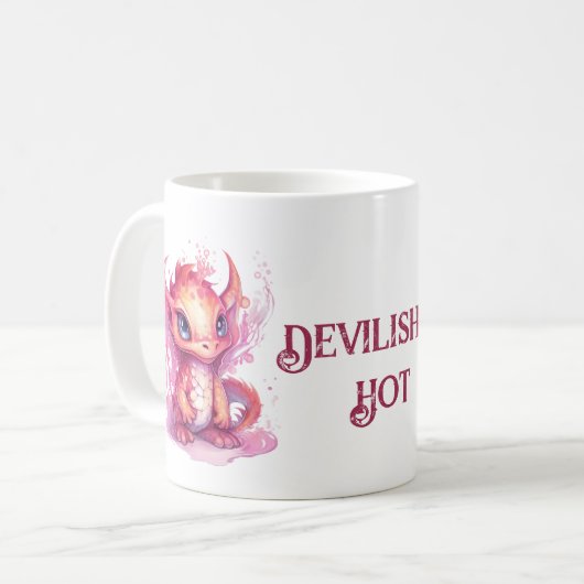 Cute Pink Devil Dragon Koffiemok (Voorkant links)
