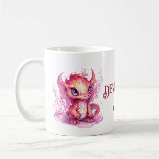 Cute Pink Devil Dragon Koffiemok (Links)