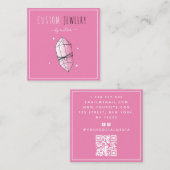 Cute Pink Diamond Jewelry Designer QR Code Social Vierkante Visitekaartje (Voorkant / Achterkant)
