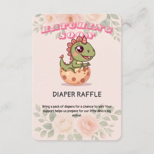 Cute Pink Dino Hatching Soon Informatiekaartje (Voorkant)