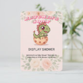 Cute Pink Dino Hatching Soon Informatiekaartje (Staand voorkant)