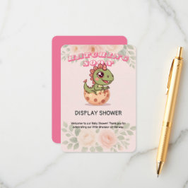 Cute Pink Dino Hatching Soon Informatiekaartje