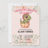 Cute Pink Dino Hatching Soon Kaart (Voorkant)
